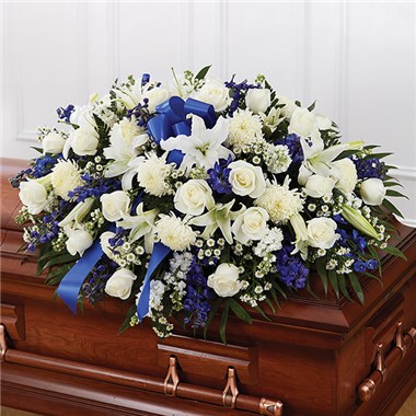 Blue & White Mixed Half Casket Cover